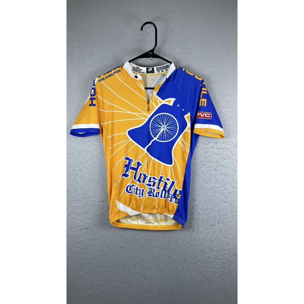 Champion System Hostile City Rollers Cycling Jersey Mens Small‎ Yellow 1/4 Zip